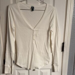 Two (same shirt) Wild Fable large Cream Long Sleeve Henley Top